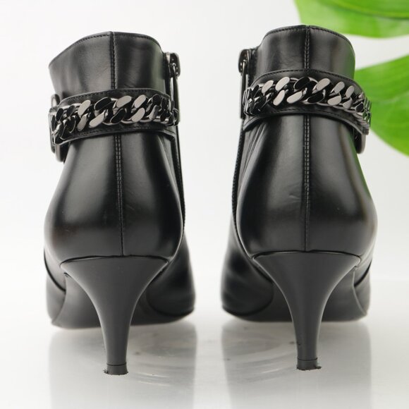 Aquatalia Womens Selina Boot Size 9 Black Pointed Kitten Heel Bootie Chain Link - Picture 5 of 11